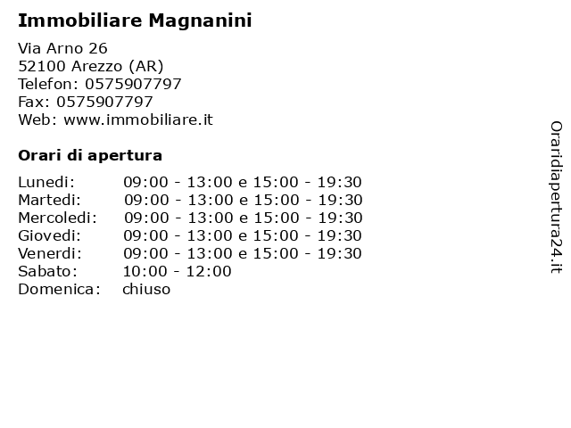 Orari di apertura Immobiliare Magnanini Via Arno